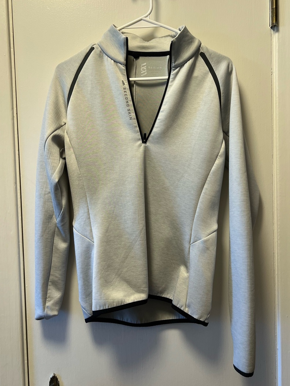 Second Skin- Light Gray Half-Zip Pullover with Black Trim